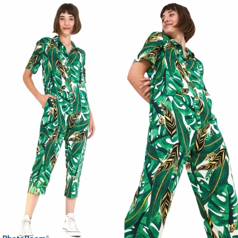 FARM Rio Amazonia Forest Jumpsuit Tropical Monstera Medium